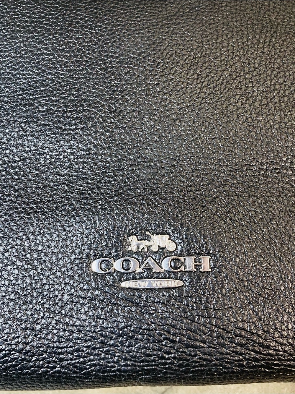 COACH Meadow Shoulder Bag Black Refined Pebble Leather Tote Silver HW CM074 - Picture 8 of 15